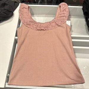 New with tags gap xs blush pink top with lace collar